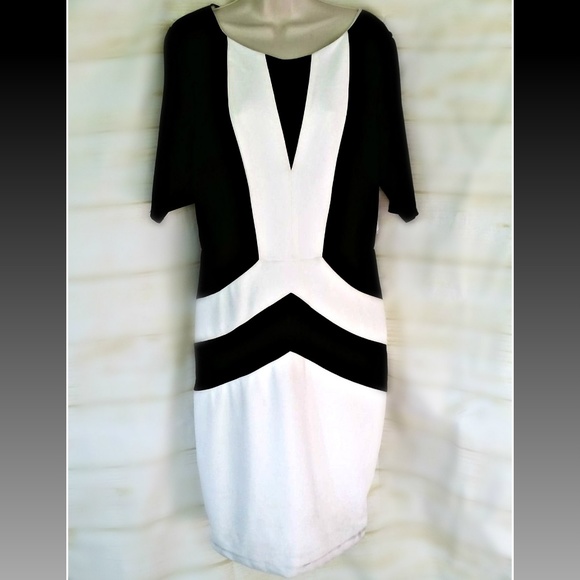 Bisou Bisou Dresses & Skirts - NWT BISOU BISOU Black/Wht Slimming Dress 16 Plus